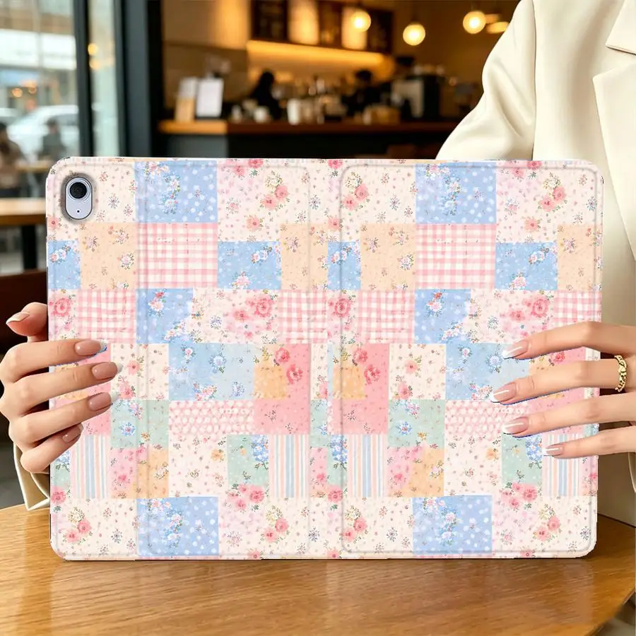 Bright Floral Collage Print With Pencil Holder Case for Samsung Galaxy Tab S11 S7 S8+ S9+ S10 Lite S10 Plus A8 A7 Lite S9 FE