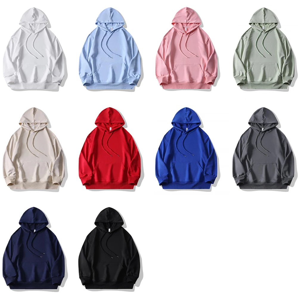 Plain Lightweight Hoodies Unisex Pull Over Men Hooded Sweatshirt Drop Shoulder Baggy Black Hoodies For Men Sudaderas Con Capucha