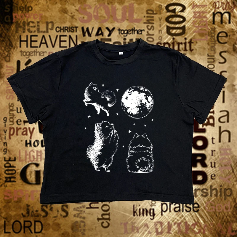 Camiseta con estampado de dibujos animados creativos para mujer, camiseta de manga corta estética Harajuku de los años 2000, ropa de calle Y2K, Top corto Vintage de verano