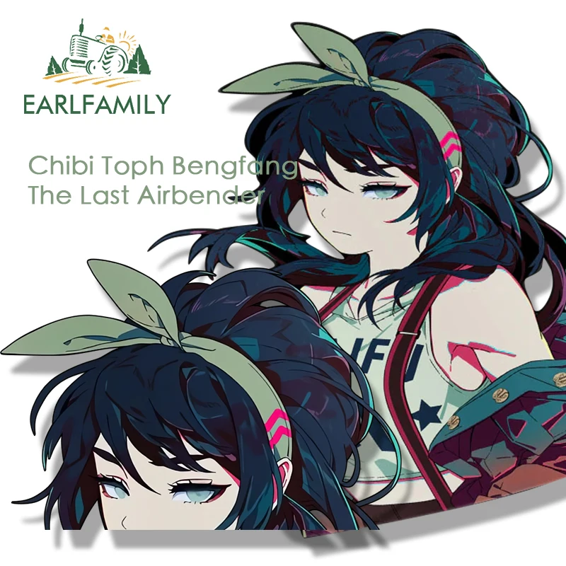 EARLFAMILY Chibi Toph Bengfang Fanart Car Sticker Anime The Last Airbender Sketch Waifu Decal JDM Cartoon Peeker Girl Stickers