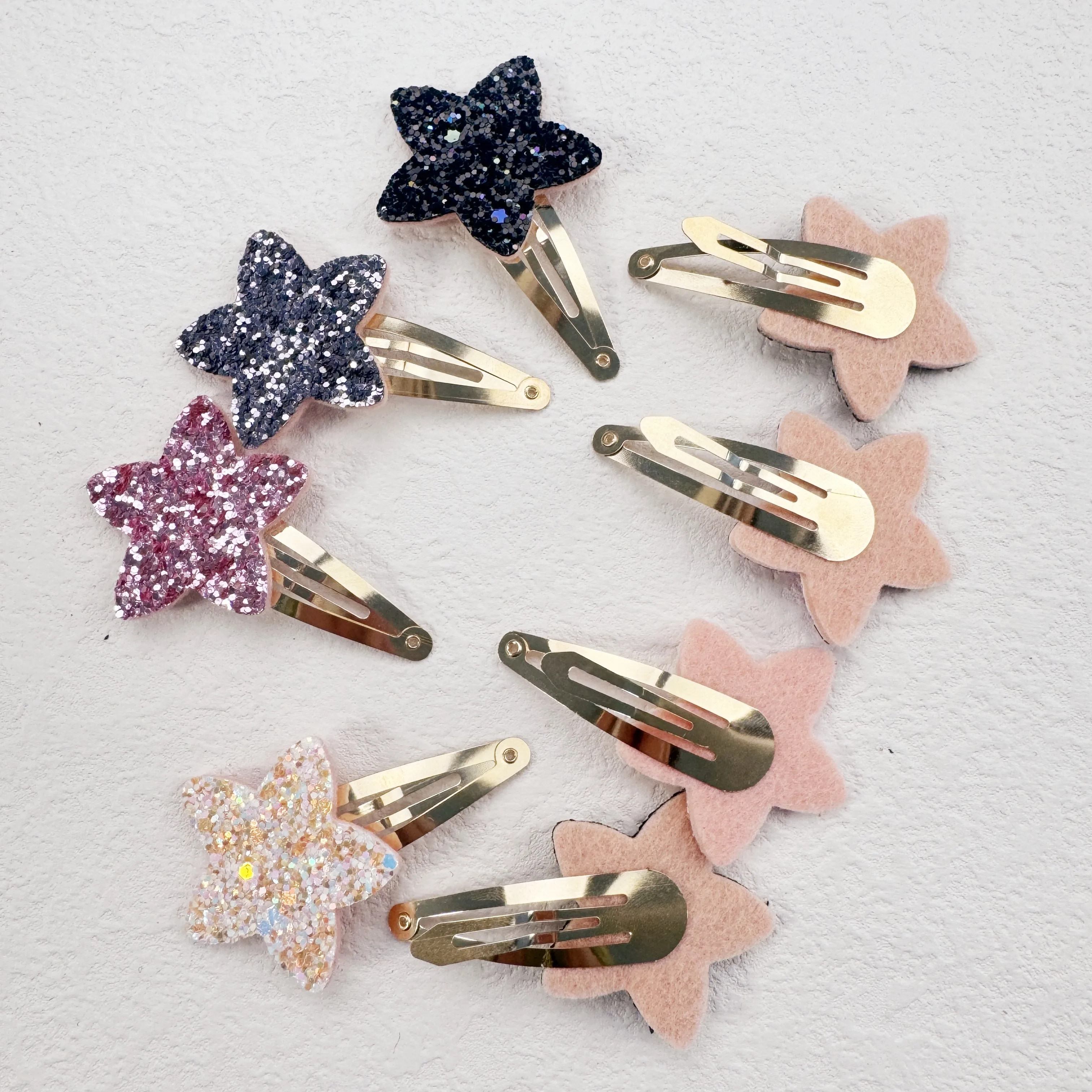 2/8pcs Sparkly Star Hair Clips Kids Glitter Star Shaped Hairpins Girls Alloy Snap Barrettes Clips Kids Children Hair Accessories