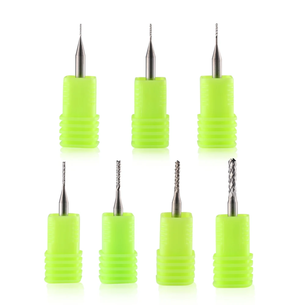 10Pcs 3.175mm, 4mm, 6mm, 8mm PCB Corn Teeth Milling Cutter CNC Router Bits Carbide Drill End mills  For circuit Board