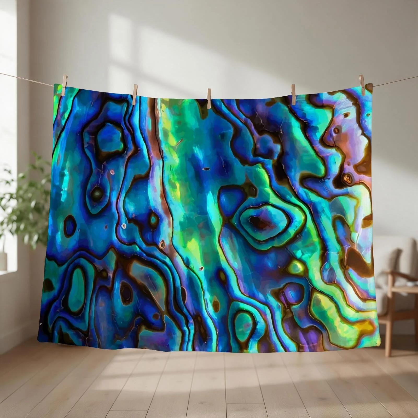 New Zealand Paua Shell - Kiwi Design Kiwiana M??ori Throw Blanket Designers Weighted Hair warm for winter Blankets