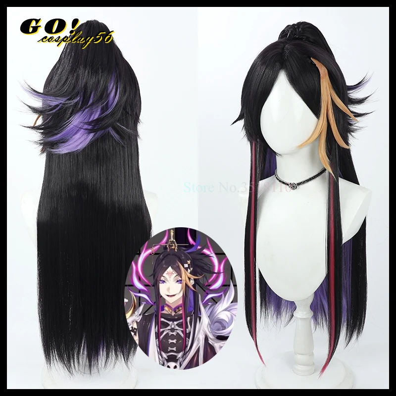 

2023 Shu Yamino Cosplay Wig Ponytail Luxiem New Outfits Black Purple Straight Hair Heat Resistant Idol Vtuber NIJISANJI EN