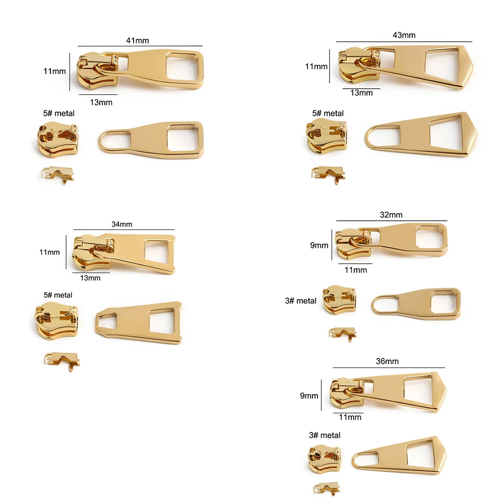 5/20/50PCS Stainless steel 3# 5# Metal Zipper Puller Sewing Zippers Slider For Bags Wallet Garment Coat Tailor Tools Accessories
