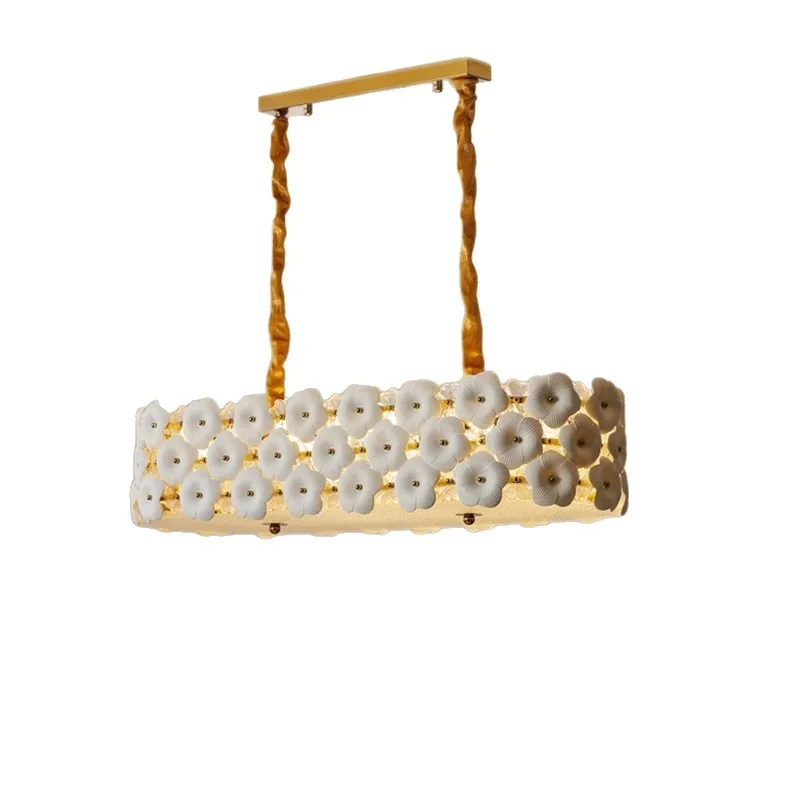 

French cream wind petal chandelier bedroom light luxury idyllic romantic flower living room chandelier