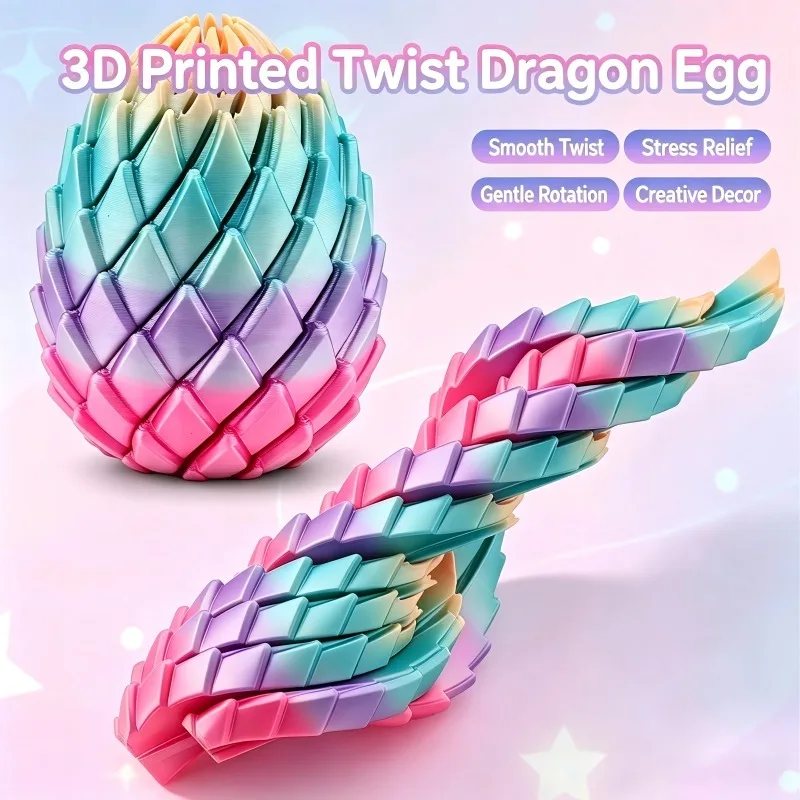 1/2 Pcs 3D Printing Deformable Slime Ball Creative Twist Finger Decompression New Dragon Egg Rotation Deformation Model Toy