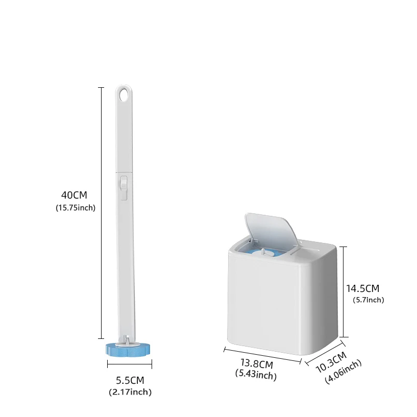 1 Set of Enlarged Reinforced Base Disposable Automatic Flip-Top Toilet Brush Set, with Antibacterial Replacement Brush Heads