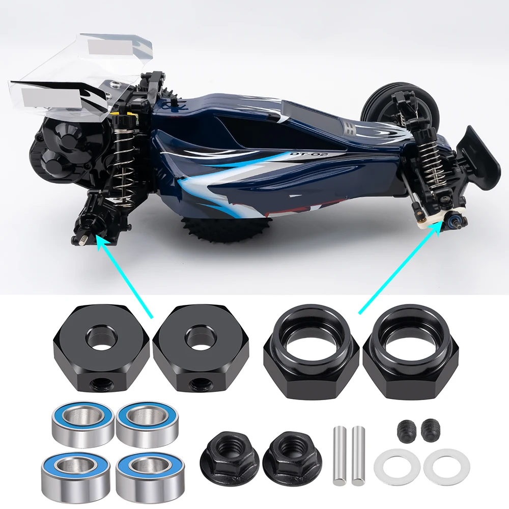 TRINOOD Metal 12mm Wheel Hex Hub Adapter Conversion Kit for 1/10 Tamiya DT02 RC Buggy RC Car Upgrade Parts