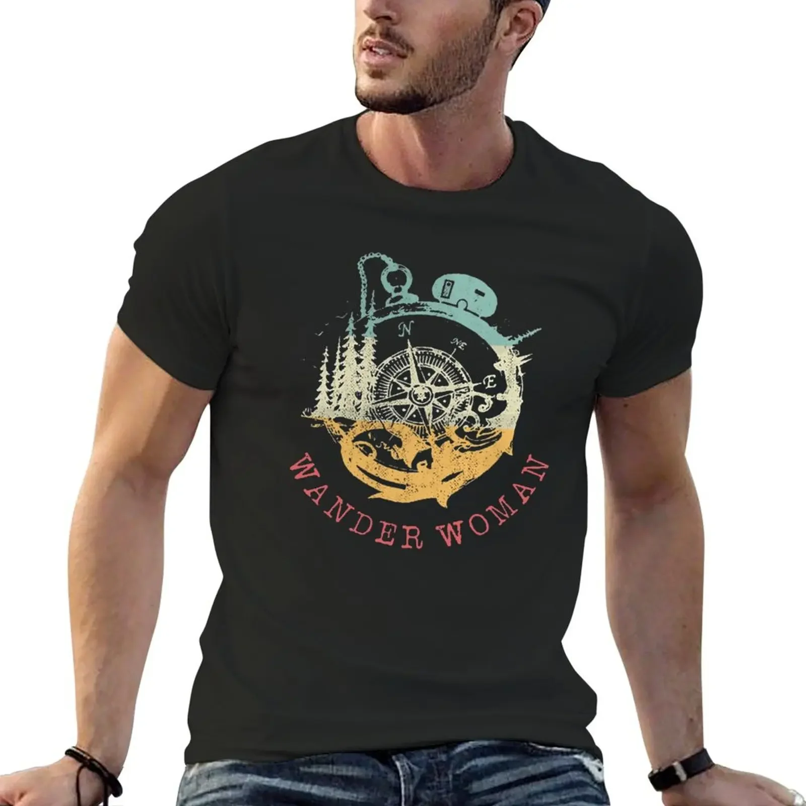 

Wander woman compass camping shirt T-Shirt affliction shirts quick-drying shirts graphic tee t shirt men 100℅ cotton