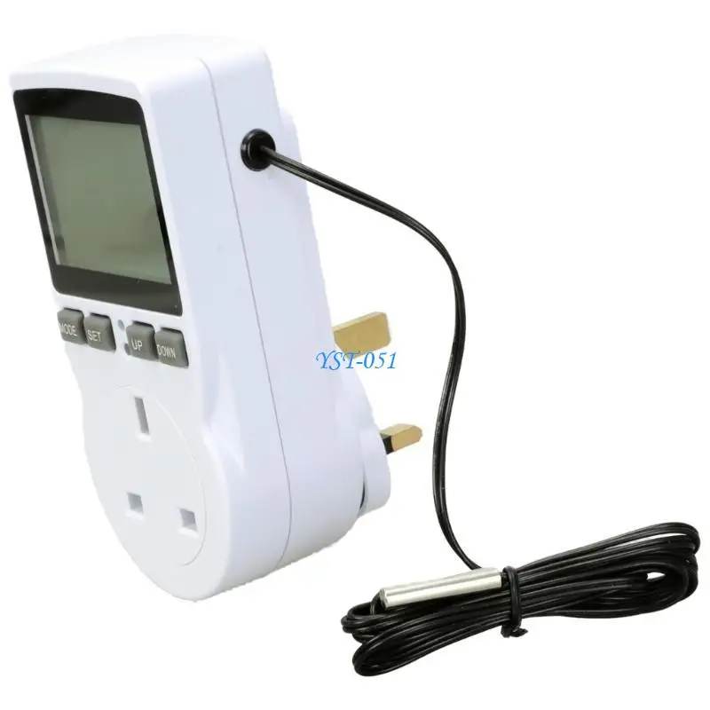 

E15A Energy Saving Digital Temperature Controller Plug With Backlit Display For Heating Cooling Systems Home and Office Use