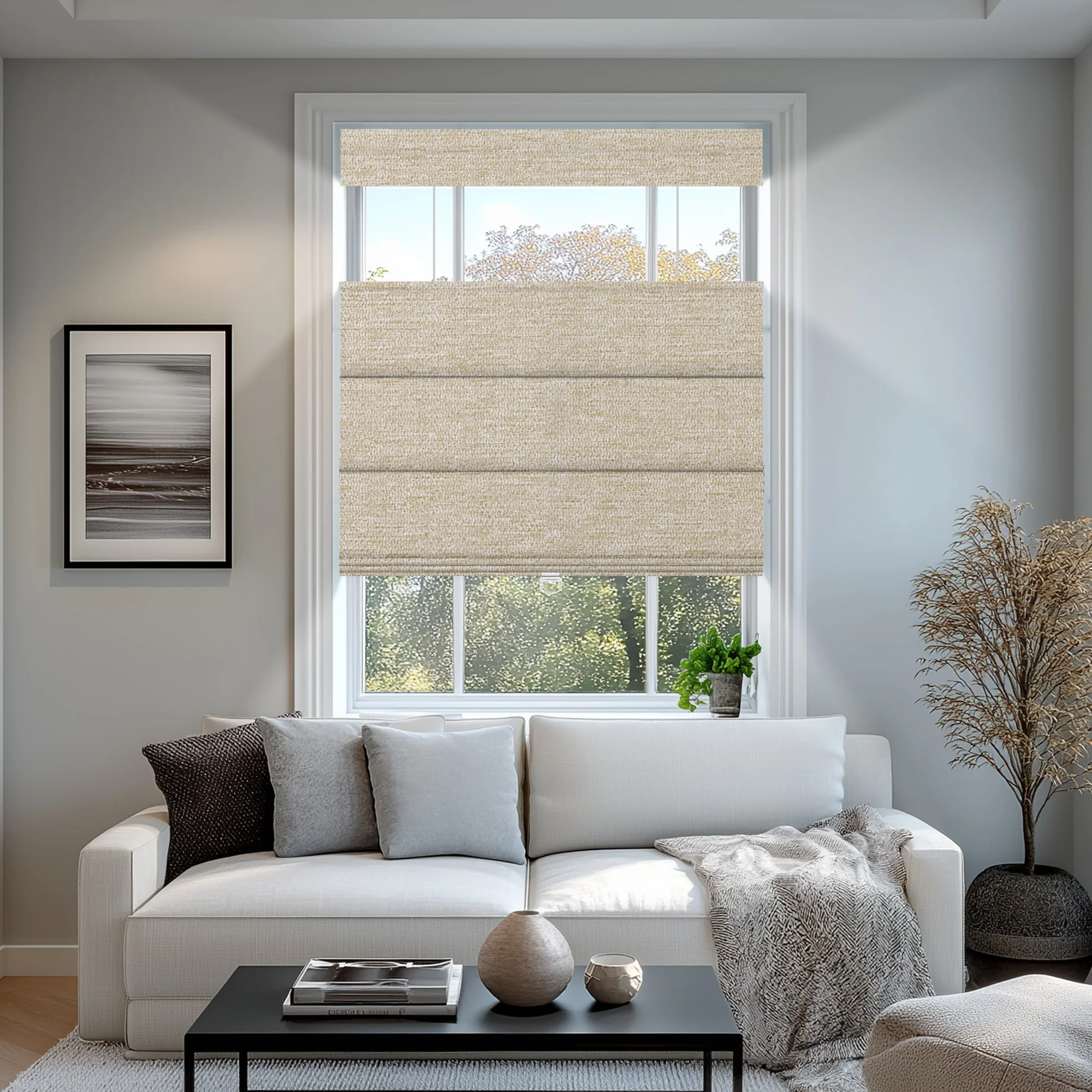 Custom Cordless Roman Shades Top-Down Bottom-Up Blackout Thermal Insulated  Roman Blinds for Windows Built-In  for Office