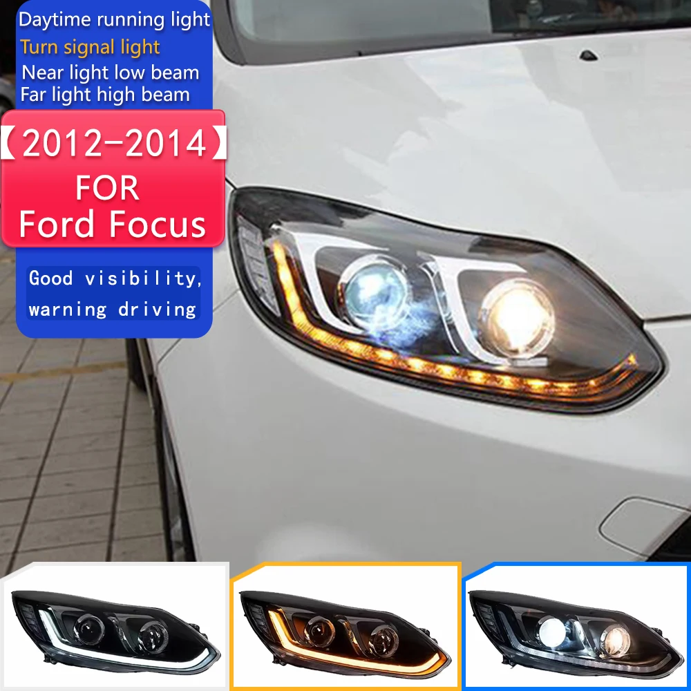 

Автомобильные фары для Ford Focus, светодиодные фары, линзы проектора 2012-2014, фокус 3, DRL, автомобильные аксессуары