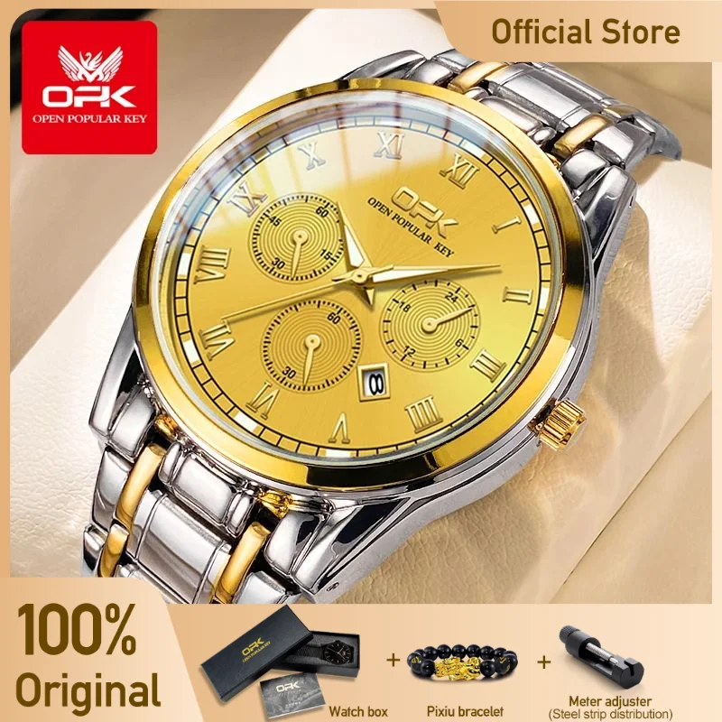 OPK 8119 Men\'s Watches Simple Casual Original Quartz Watches For Man Waterproof Stainleess Steel Luminous Relogios Masculino