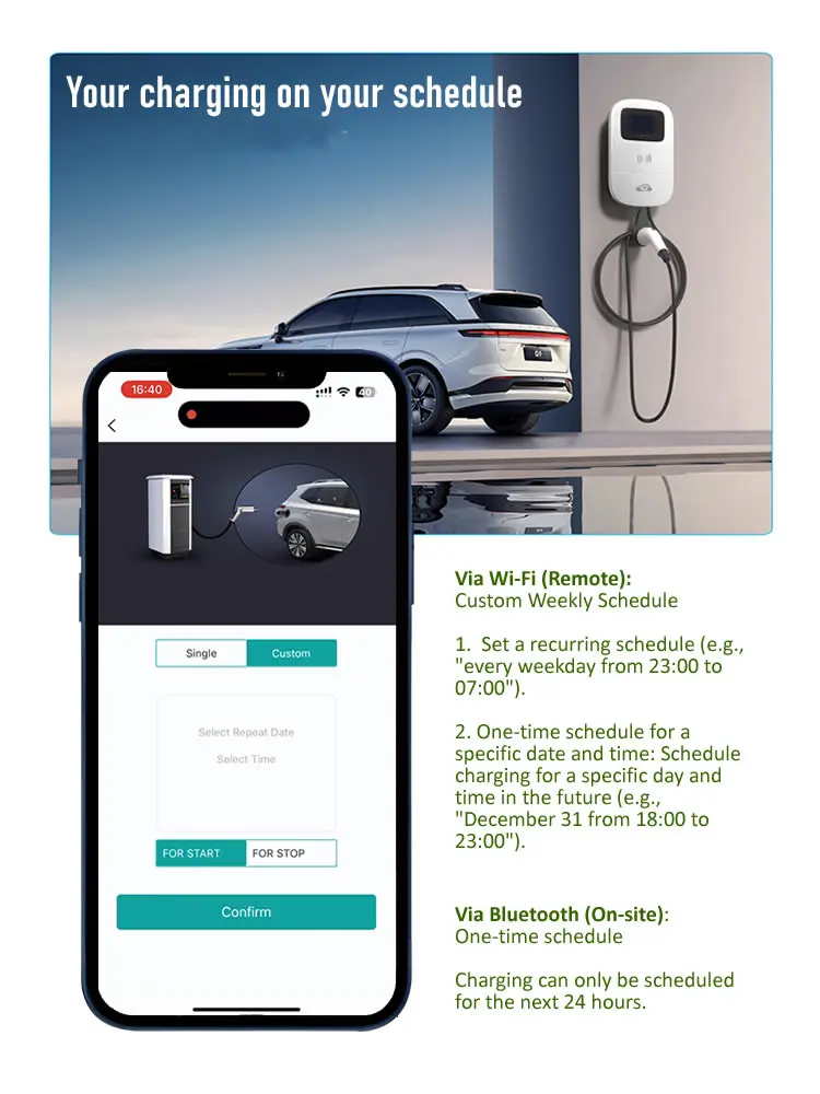 Jigu-電気自動車充電器,電気自動車充電ステーション,7kwウォールボックス,ev充電器スクリーン,220v,単相,wifiアプリケーション,7kw,32a,タイプ2