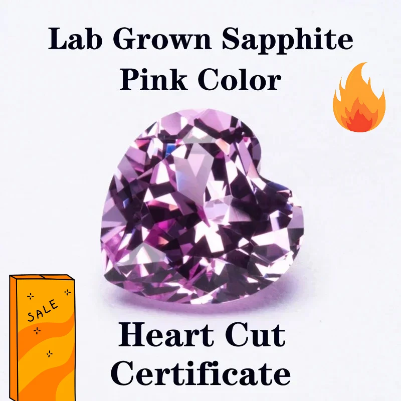

Lab Grown Sapphire Heart Shape Pink Color Charms Advanced Jewelry Rings Earrings Making Extremely Shiny Quality Certificate