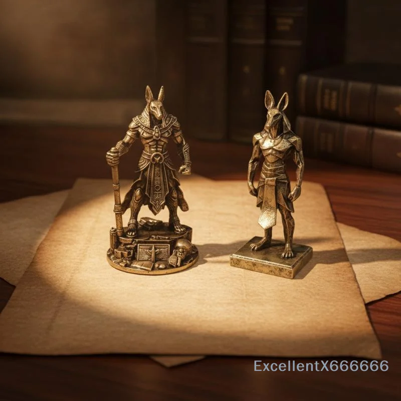 Bronze Vintage Mini Anubis Statue Intricate Egyptian Myth Details Small Decorative Piece for Desktop Shelf Decor Travel Souveni