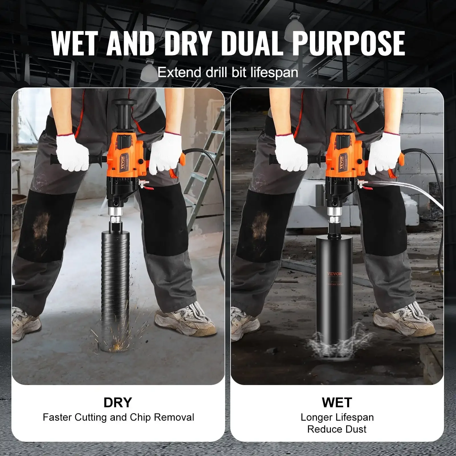 Core Drill Machine 0.8-6.3in Dia 2000W Handheld Core Drill Rig for Mixing