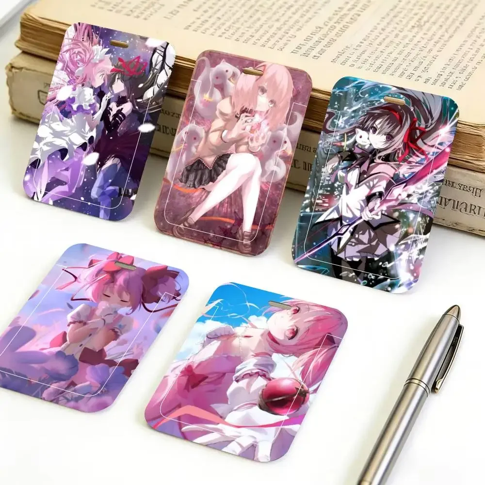 Kaname Madoka Mahou Shoujo Madoka Magica Anime ID Card Holder Lanyard Covers Women Men Work Permit Holder Students Kids Bus