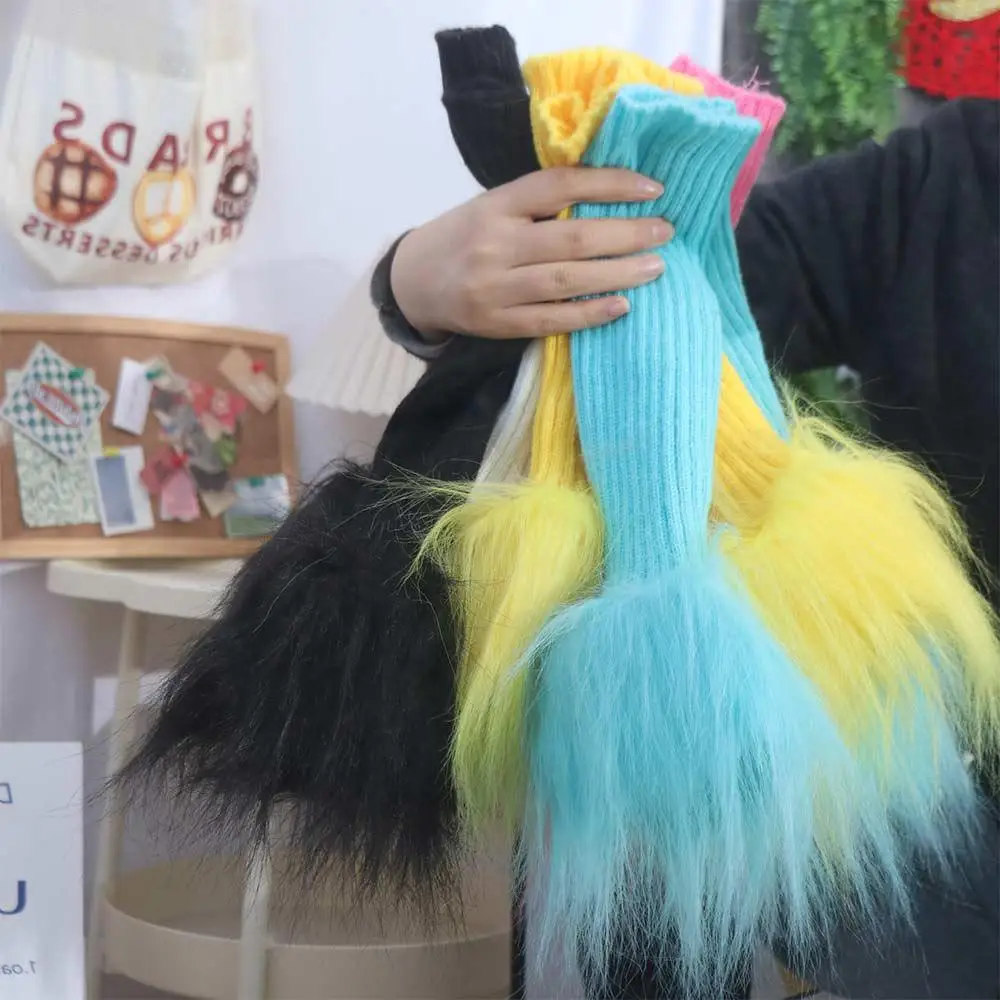 

Fashion Lolita Plush Leg Warmers Solid Color Patchwork Knitted Foot Cover Warm Hosiery Leg Cover Y2K Female