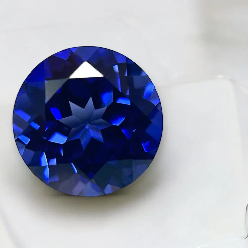 Lab Grown Sapphire Royal Blue Color Round Shape Gemstones for DIY Charms Women Jewelry Making Materials Selectable Certificate