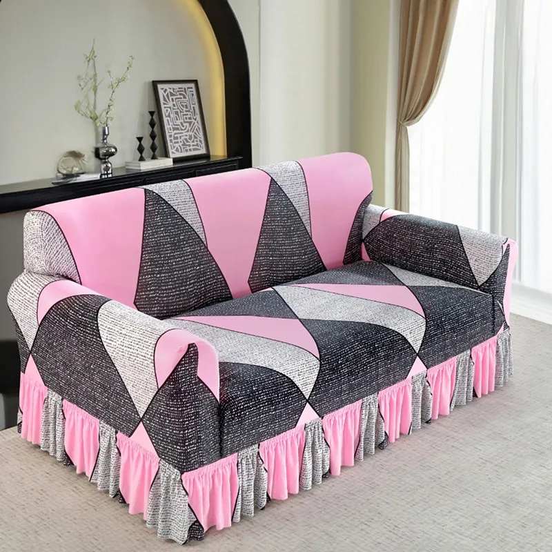 1pc Elastic Printed Sofa Slipcover With Skirt Sofa Cover Couch Cover Furniture Protector Bedroom Office Living Room Home Decor