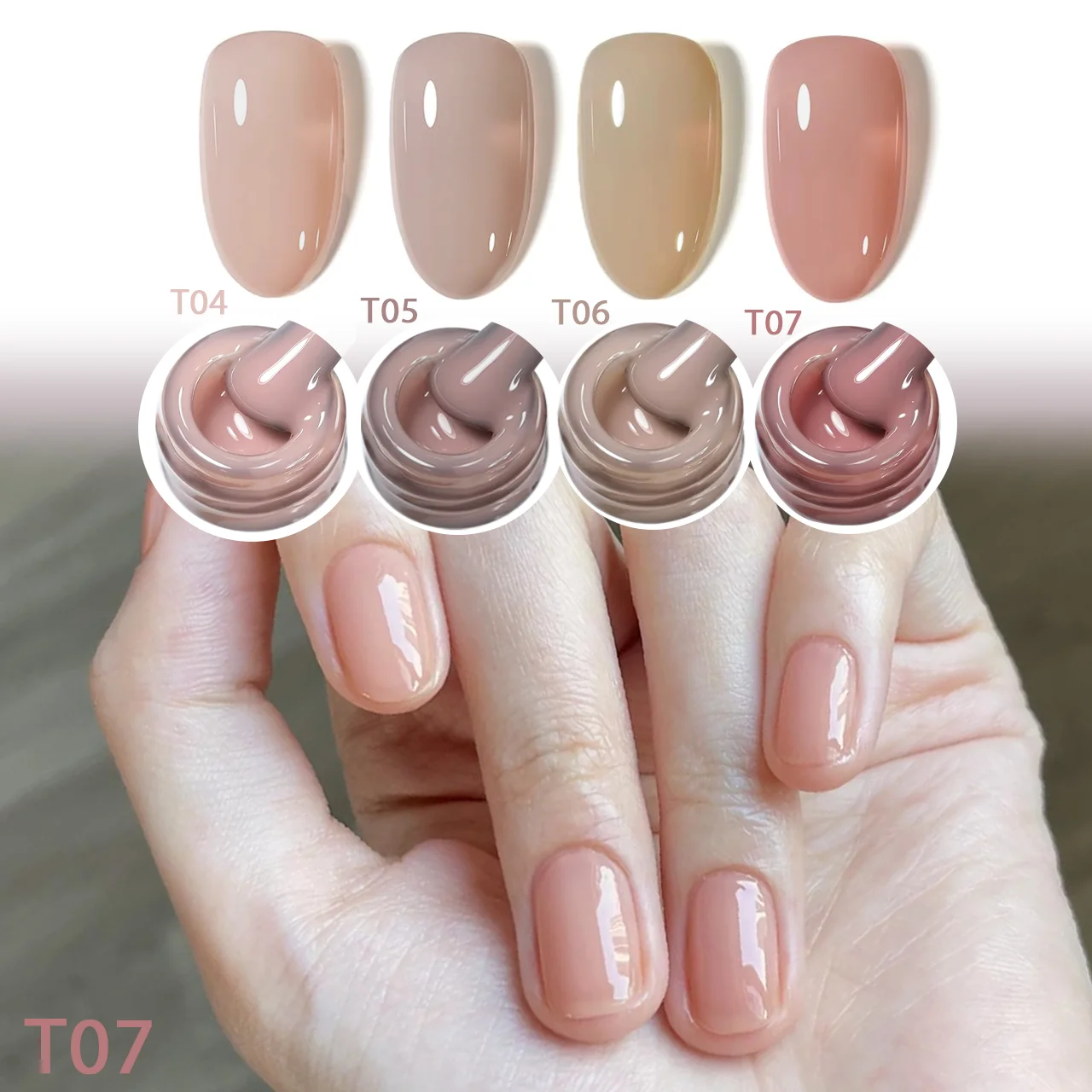 Nude Sheer Gel Nail Polish 4 Colors Set Transparent Jelly Nail Gel Long Lasting Soak Off UV LED Nail Art Manicure DIY Home Salon