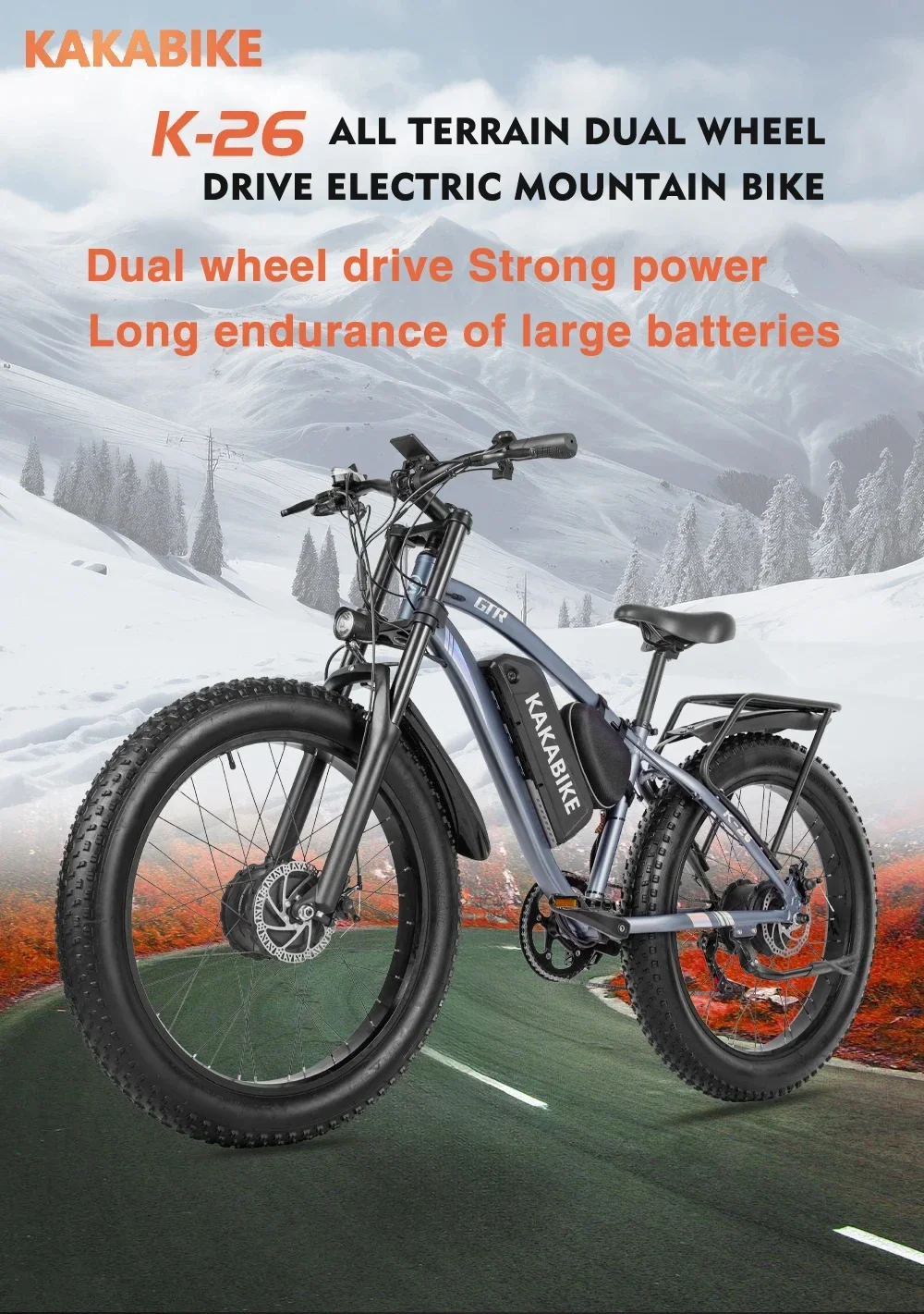 Mountain Electric bicycle 2000W Dual motors 21AH Large battery 26*4.0 Fat Tire Urban Power-Assisted EBike 50KM/H Adult E-bicycle