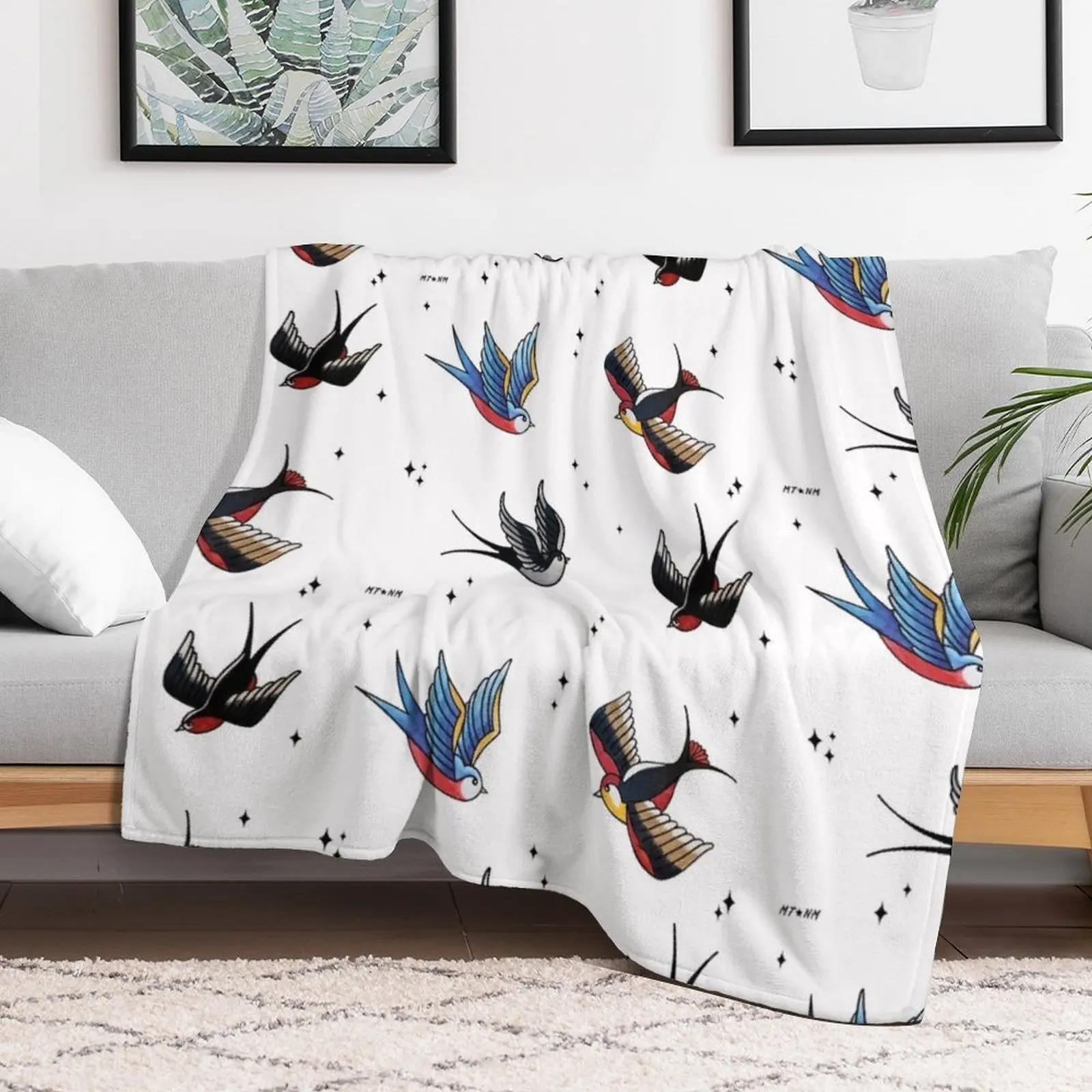 Swallows pattern Throw Blanket Decorative Beds Luxury Brand sofa bed Blankets