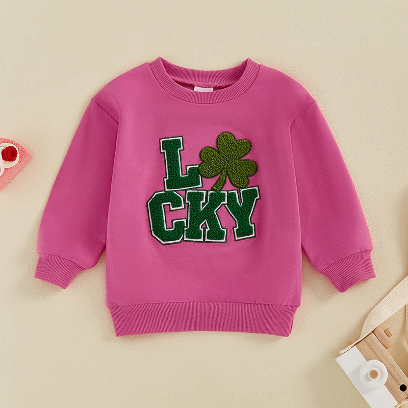 

Children s Hooded Sweatshirt St Patrick s Day Embroidered Shamrock Pullover Long Sleeve Crew Neck Irish Holiday Apparel for