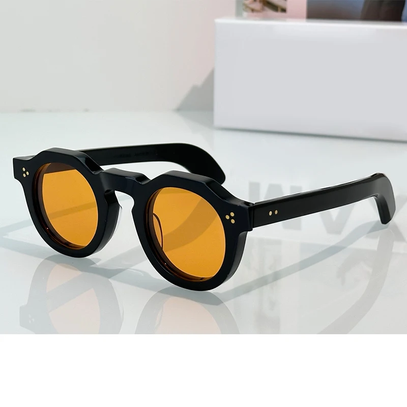 2026 جديد النمط الياباني خمر نظارات شمسية بمادة الخلات للرجال النساء عالية الجودة مصمم القيادة السفر نظارات دائرية UV400