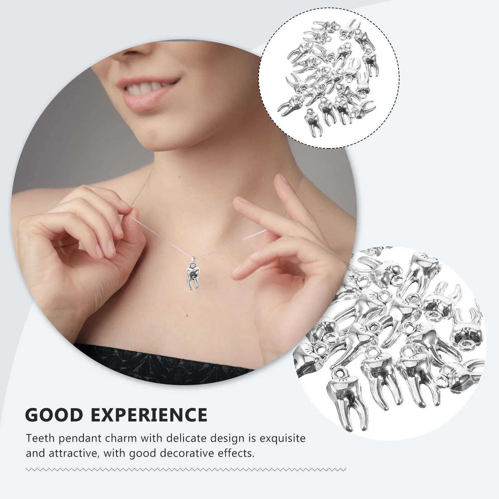 

50 Pcs Teeth Pendant Ornaments Jewelry Charms for Fake Mini Tooth Jewellery Making Artificial