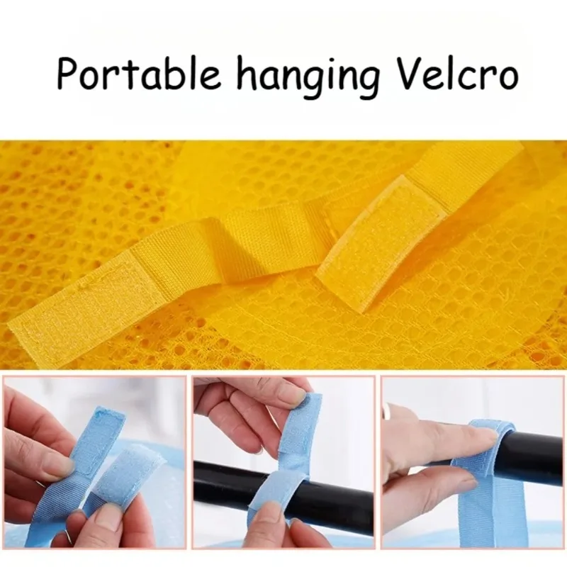 Foldable Plush Animal Storage Net 4 Compartments Hanging Mesh Toy Storage Hammock for Kids Room Toys Gloves Hats Socks