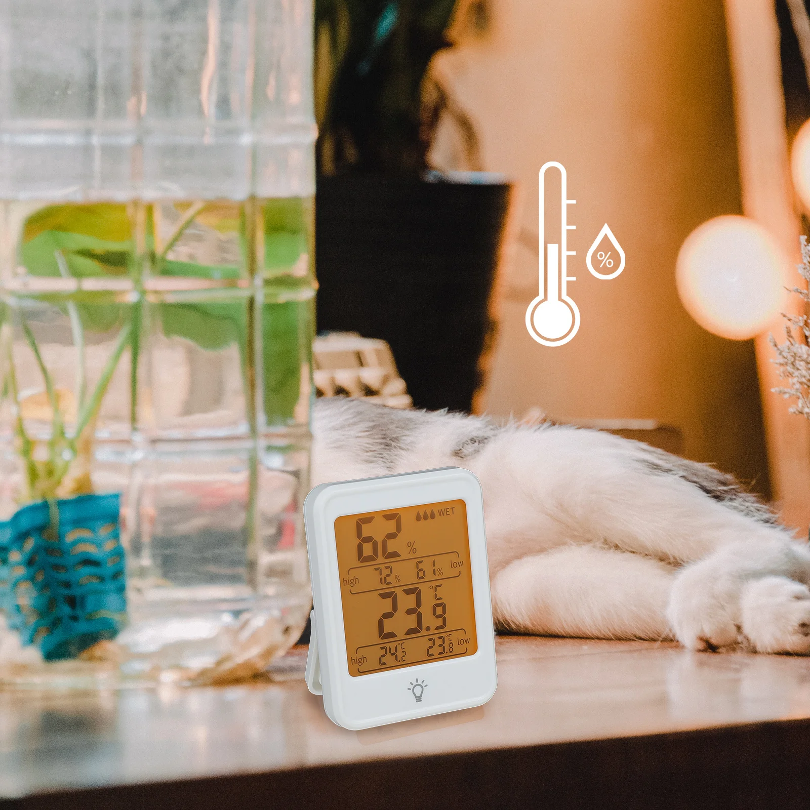 

Digital Hygrometer Thermometer With Magnetic Backlit Screen For Indoor Humidity Temperature Measurement Abs Sensor High