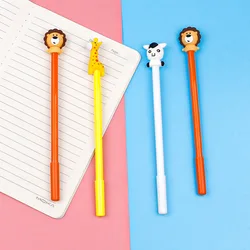 12/60 Pcs Gel Pens Set Cartoon Animal Silicone Lion Giraffe Doll Writing Tools Pen Creative Modeling Student Back To School