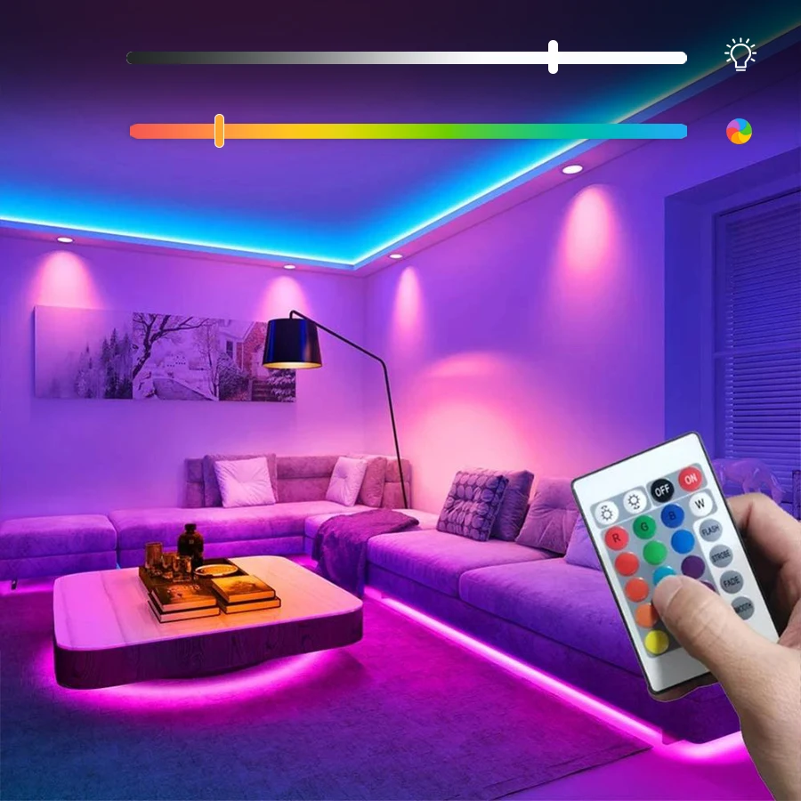 Smart LED Light Strip with Built-in Microphone and Music Sync, USB Powered, Wireless App and Remote Control, Multiple Sizes for