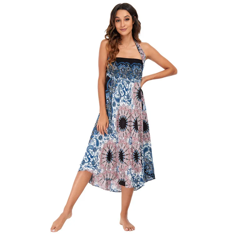 Maxi Boho Lange Röcke für Damen Bohemian Rock mit Blumenmuster Gypsy Boho Hippie Yoga Urlaub Strand – Detail 18