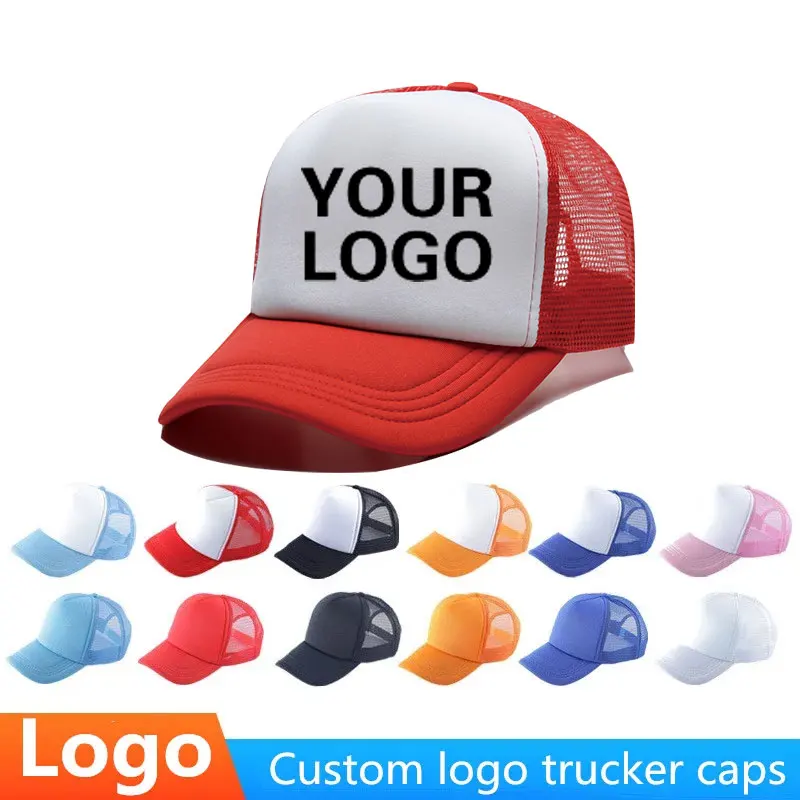 Custom Logo Baseball Caps For Men Woman Hat DIY Logo Men\'s cap Snapback  Print Text Design Trucker Mesh Hat cap for women