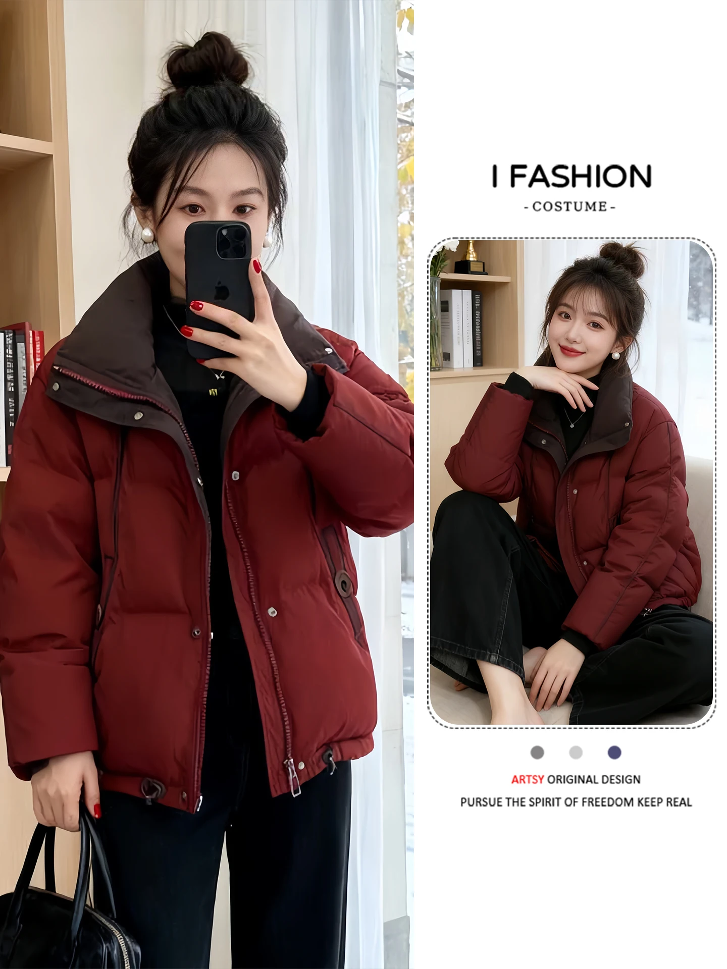 Abrigo de algodón esponjoso con relleno de ort para mujer, abrigo de invierno nuevo Sle Lazy Faion Fce forrado coreano Sle Commute