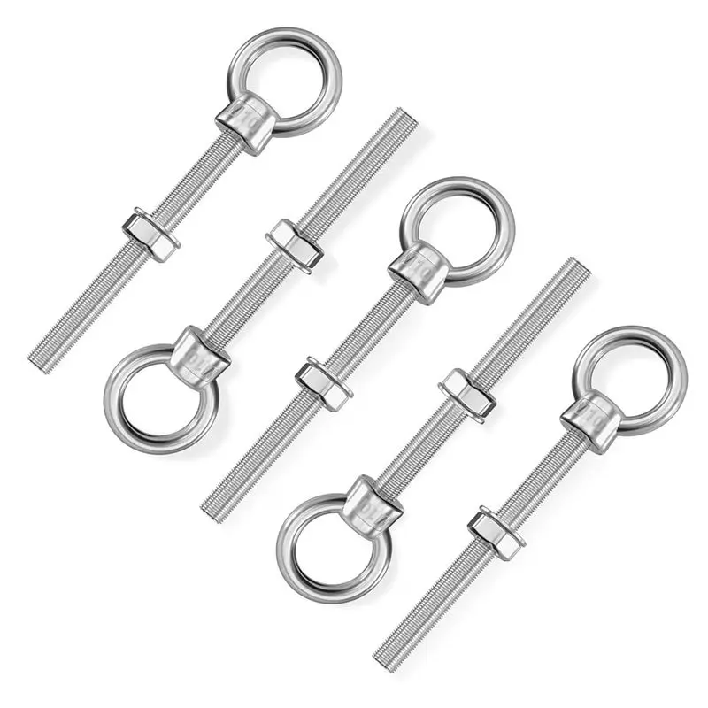 AEE2-5 Pack Eye Bolt 3/8Inch X 4Inch Long, Stainless Steel Welded Extension Bolts Swing Basket Suspension Fittings