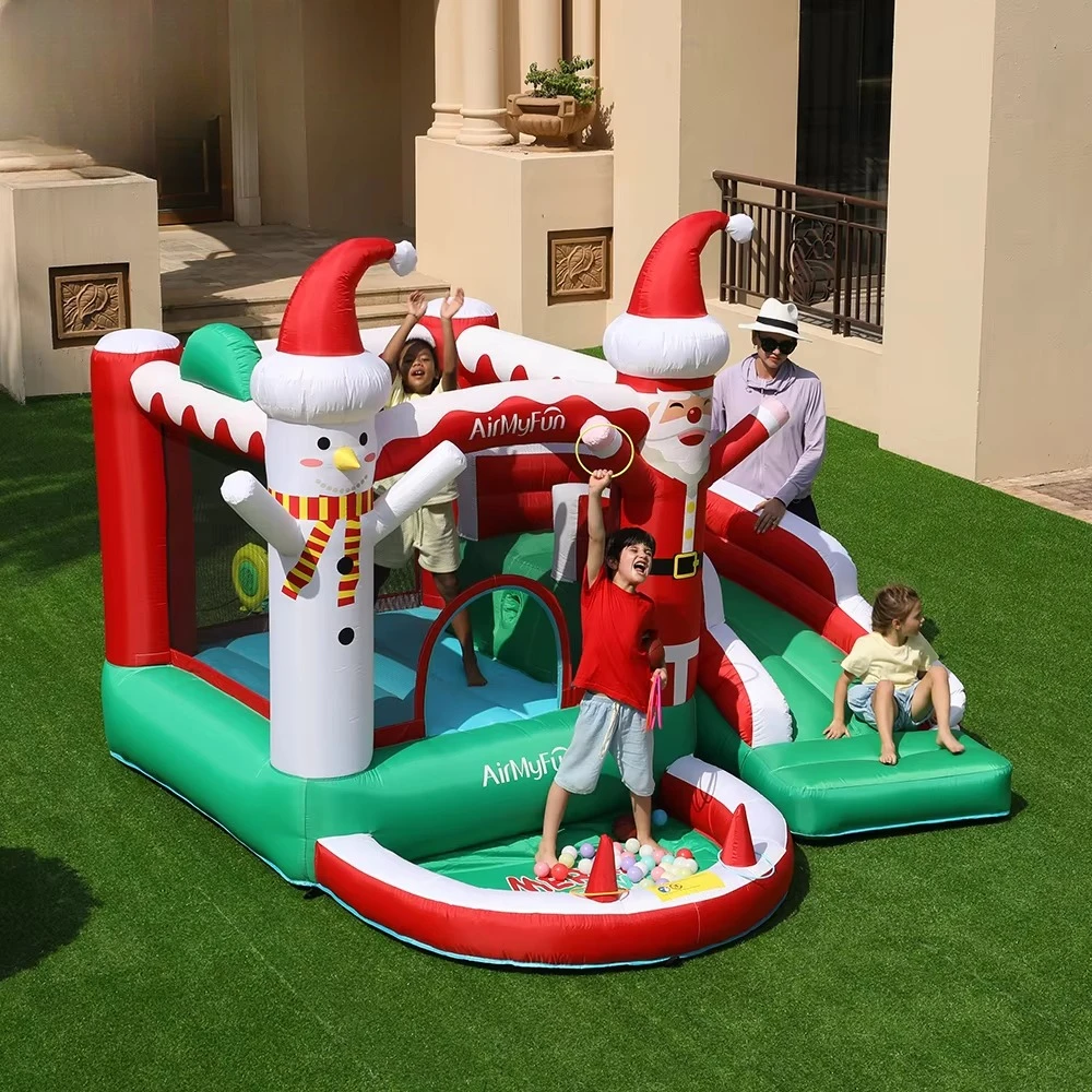 Christmas Festival Kids Santa Inflatable Bouncy Castle Inflatable Bounce House Jumping Castle for Children