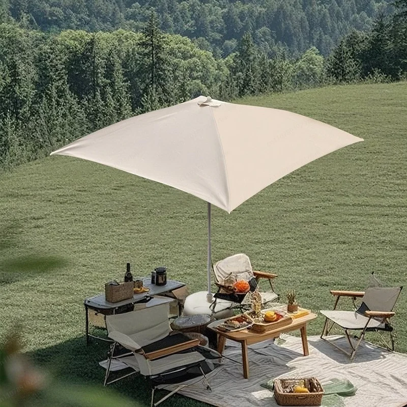 Compact Square Umbrella, Portable Outdoor Sun Shade for Camping Market Stall, Folding Pop-Up Canopy for Cart Vendor Beach Picnic