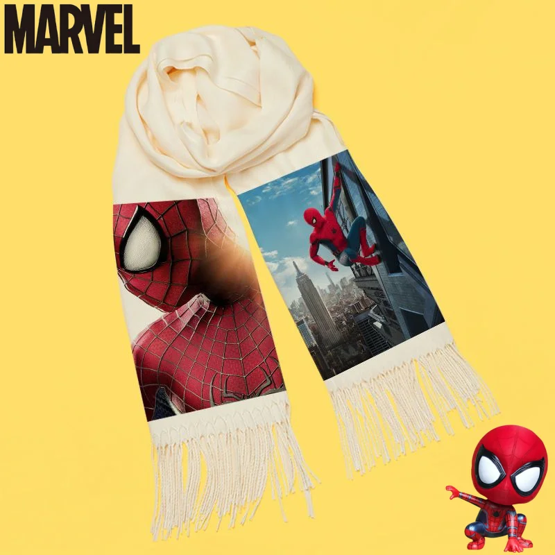Personalizado Marvel Spiderman Unisex nuevo Anime mercancía moda gruesa cálida suave agradable a la piel chal bufanda de Cachemira sintética