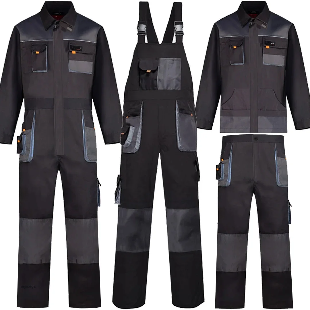 Mechanic Multi-Pocket Coveralls Welding Suits Worker Bib Overalls Protective Auto Repair Strap Jumpsuits Durable Tooling Uniform
