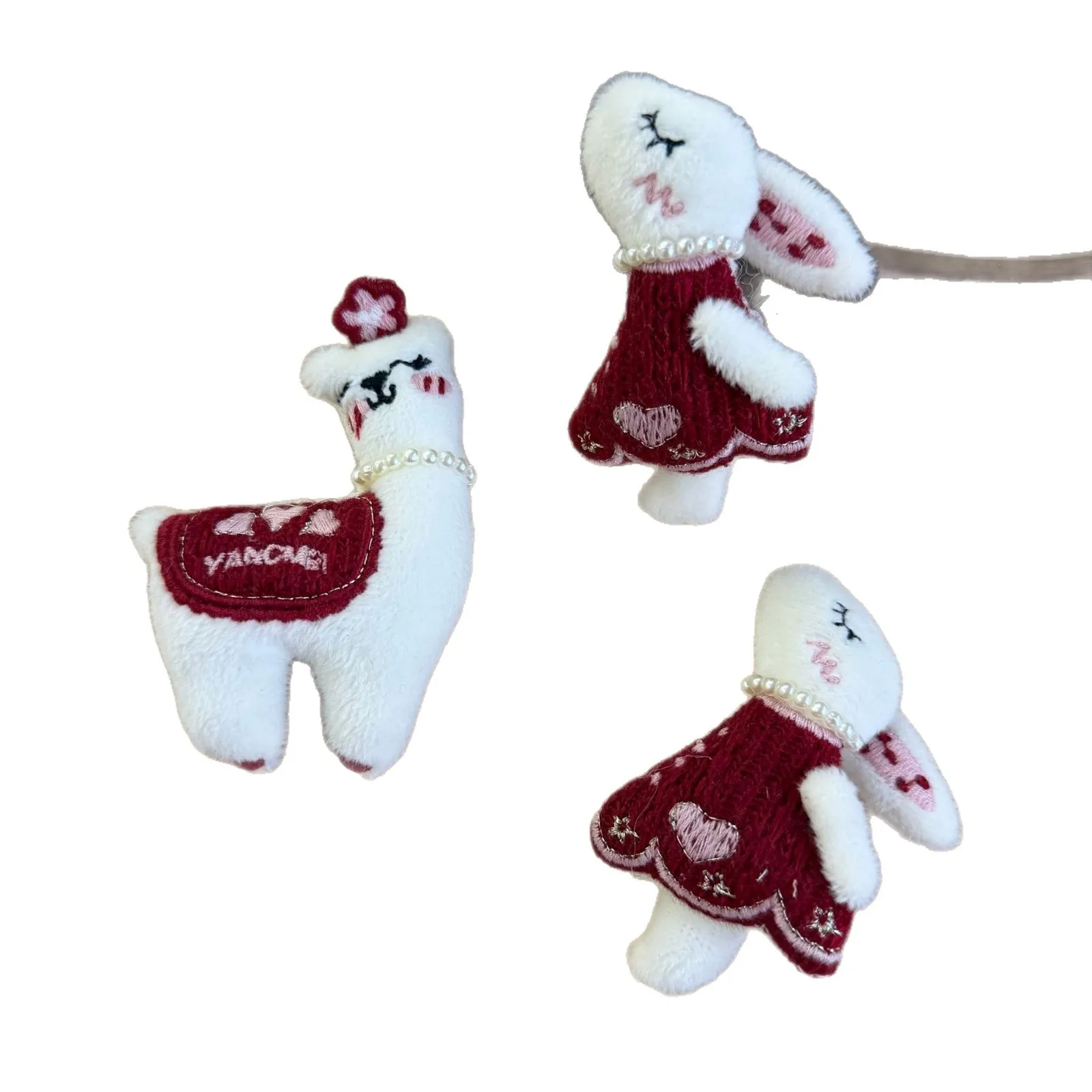 Premium Handmade Stuffed Red Rabbit Lamb Brooch Pin Fabric Cartoon for DIY Shoes Bag Hat Embellishment Lightweight Kawaii view 5