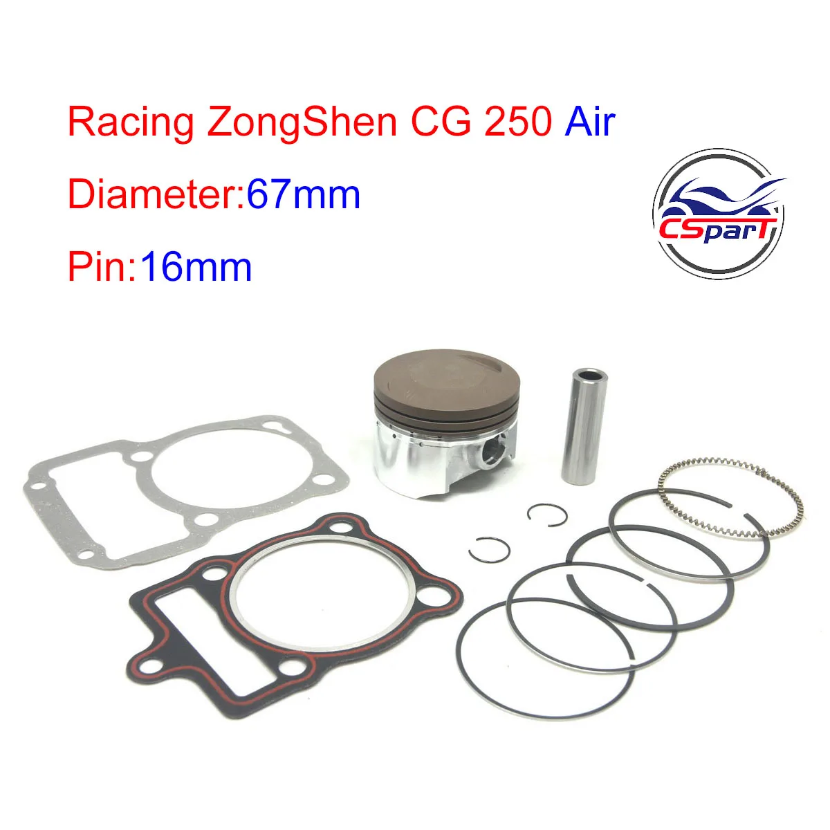 Racing CG250 67MM 16mm Piston Kit Rings Air Cooled 250 250CC  Shineray ZongShen Lifan Taotao ATV Quad Pit bike