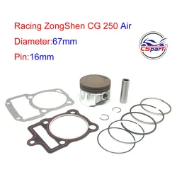 Racing CG250 67MM 16mm Piston Kit Rings Air Cooled 250 250CC  Shineray ZongShen Lifan Taotao ATV Quad Pit bike