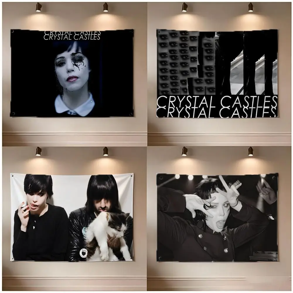 Band Electronic Crystal Castles Flags Borderless Four Ring Ornament Indoor Outdoor Decoration Quick Hang Install
