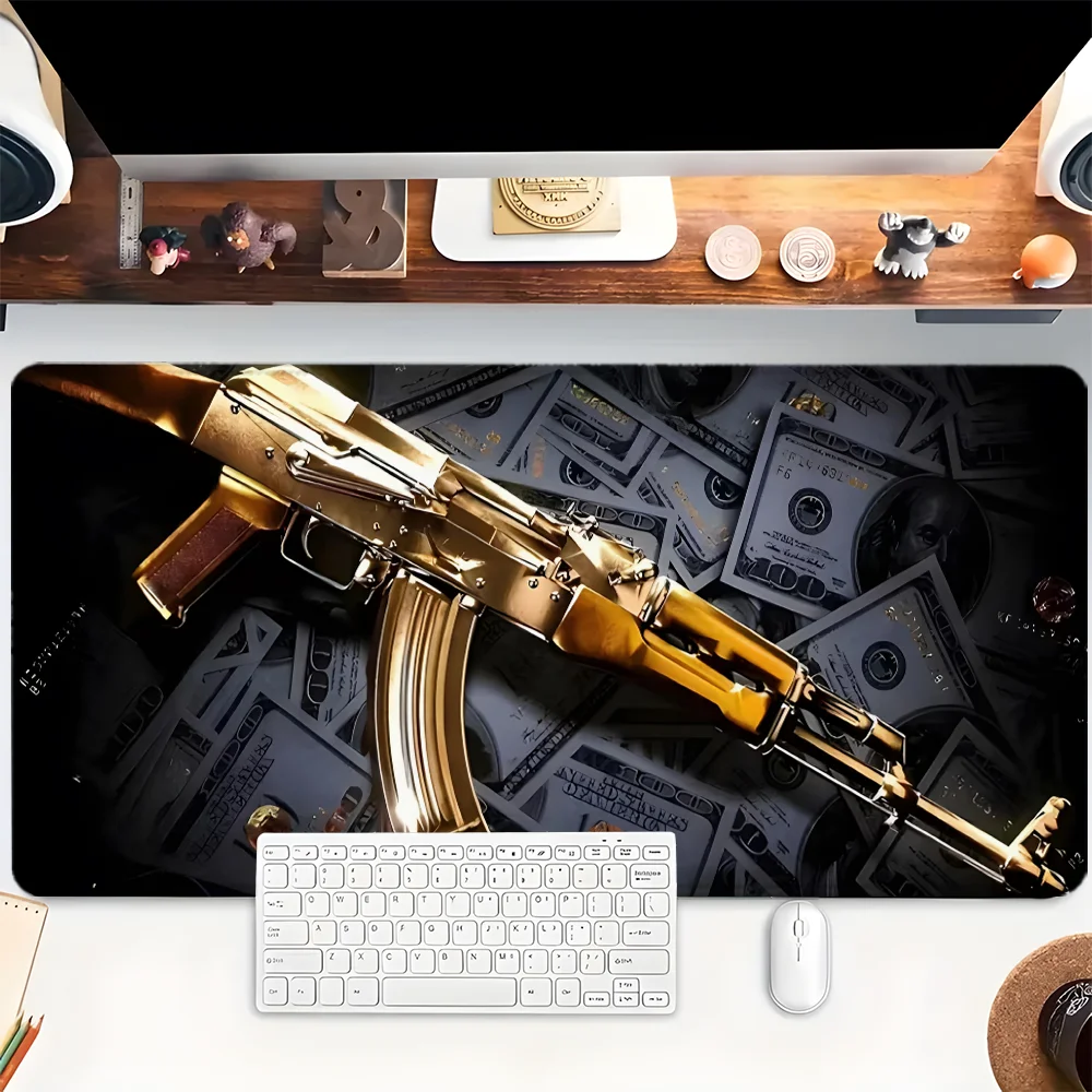 

Коврик для мыши Golden Gun XXL, игровой коврик для мыши, резиновая основа с прошитыми краями, нескользящий настольный коврик, компьютерные большие настольные аксессуары