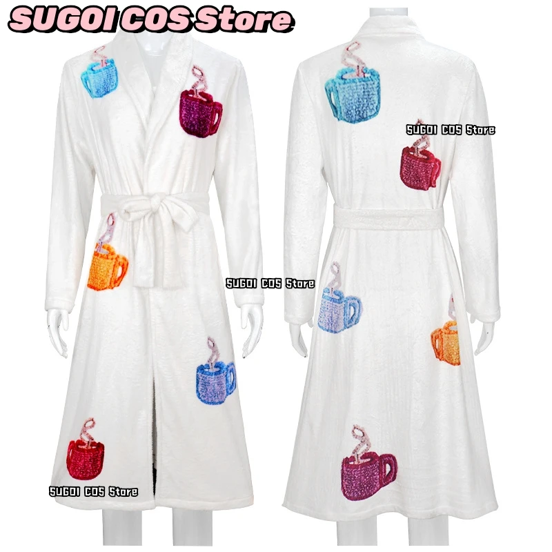 Fight Movie Club Fantasia The Narrator Cosplay Costume Solid Color Lapel Bathrobe Long-Sleeved Robe Homewear Role-play Suit